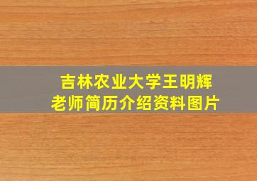 吉林农业大学王明辉老师简历介绍资料图片