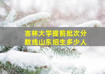 吉林大学提前批次分数线山东招生多少人