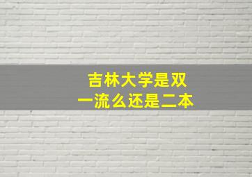 吉林大学是双一流么还是二本