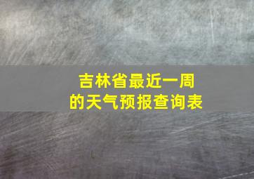 吉林省最近一周的天气预报查询表