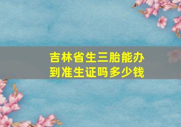 吉林省生三胎能办到准生证吗多少钱