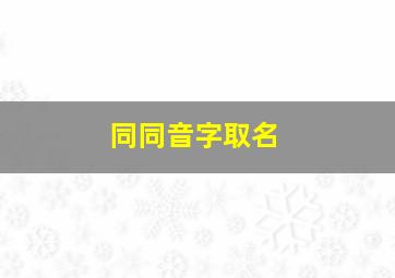 同同音字取名