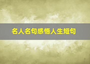 名人名句感悟人生短句