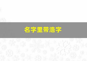 名字里带浩字