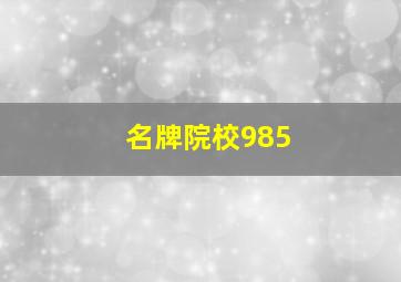 名牌院校985