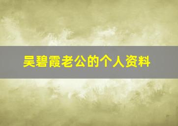 吴碧霞老公的个人资料