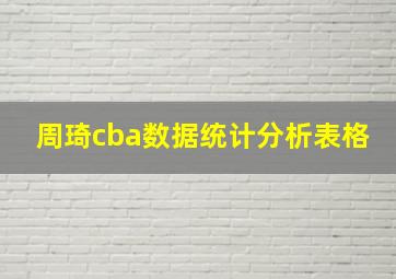 周琦cba数据统计分析表格