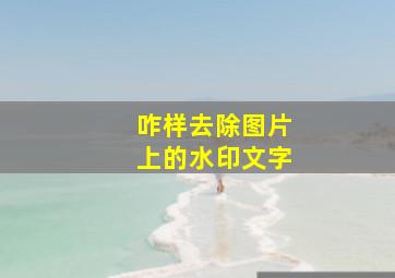 咋样去除图片上的水印文字