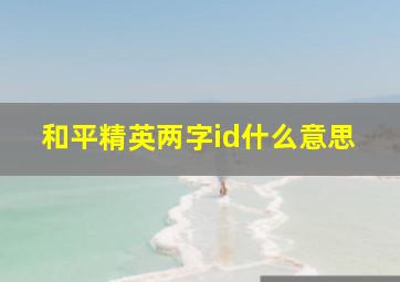 和平精英两字id什么意思