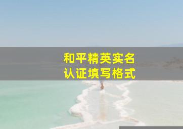 和平精英实名认证填写格式