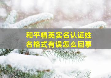 和平精英实名认证姓名格式有误怎么回事