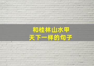 和桂林山水甲天下一样的句子