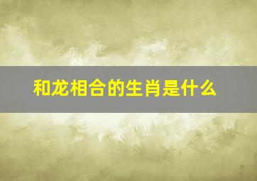 和龙相合的生肖是什么