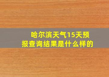 哈尔滨天气15天预报查询结果是什么样的