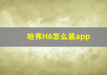 哈弗H6怎么装app