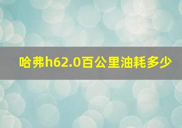 哈弗h62.0百公里油耗多少