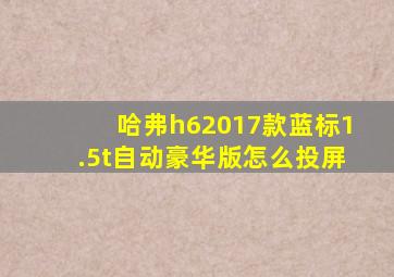 哈弗h62017款蓝标1.5t自动豪华版怎么投屏