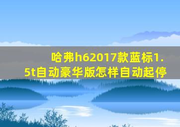 哈弗h62017款蓝标1.5t自动豪华版怎样自动起停