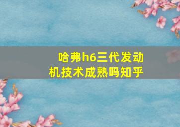 哈弗h6三代发动机技术成熟吗知乎