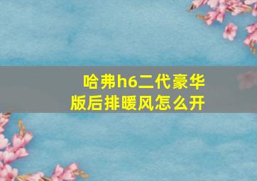 哈弗h6二代豪华版后排暖风怎么开