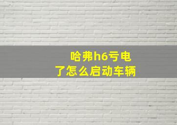 哈弗h6亏电了怎么启动车辆