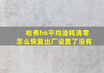 哈弗h6平均油耗清零怎么恢复出厂设置了没有