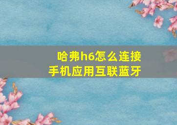 哈弗h6怎么连接手机应用互联蓝牙