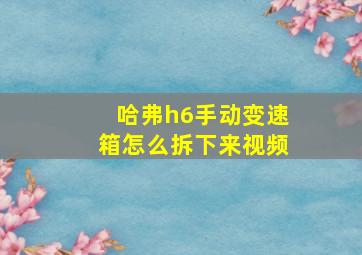 哈弗h6手动变速箱怎么拆下来视频