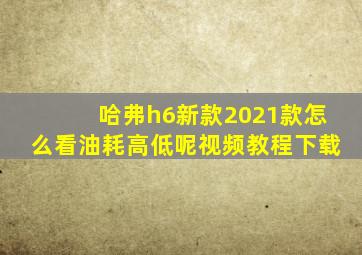 哈弗h6新款2021款怎么看油耗高低呢视频教程下载