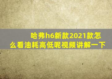 哈弗h6新款2021款怎么看油耗高低呢视频讲解一下