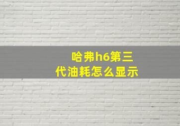 哈弗h6第三代油耗怎么显示