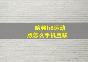 哈弗h6运动版怎么手机互联