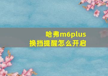 哈弗m6plus换挡提醒怎么开启