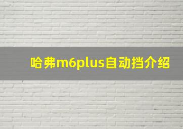 哈弗m6plus自动挡介绍