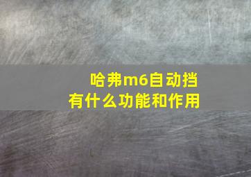 哈弗m6自动挡有什么功能和作用