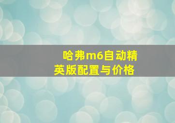 哈弗m6自动精英版配置与价格