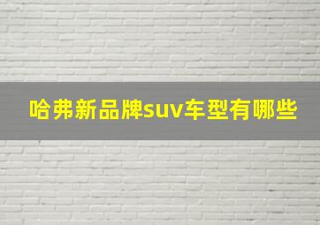 哈弗新品牌suv车型有哪些