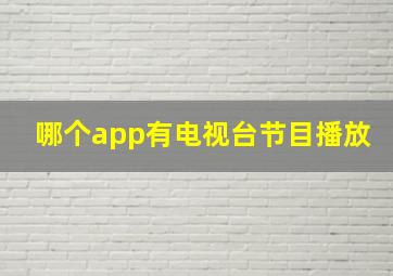 哪个app有电视台节目播放