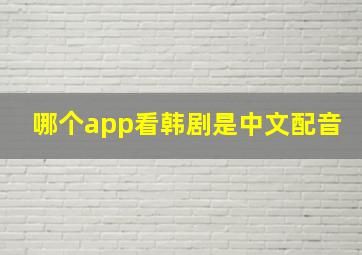 哪个app看韩剧是中文配音