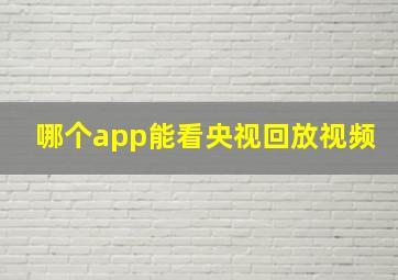 哪个app能看央视回放视频