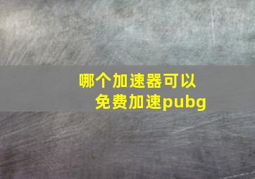 哪个加速器可以免费加速pubg