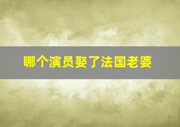 哪个演员娶了法国老婆