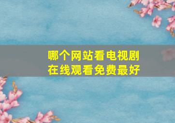 哪个网站看电视剧在线观看免费最好