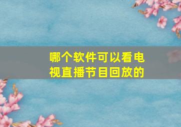 哪个软件可以看电视直播节目回放的