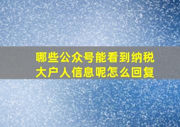 哪些公众号能看到纳税大户人信息呢怎么回复