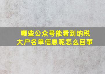 哪些公众号能看到纳税大户名单信息呢怎么回事