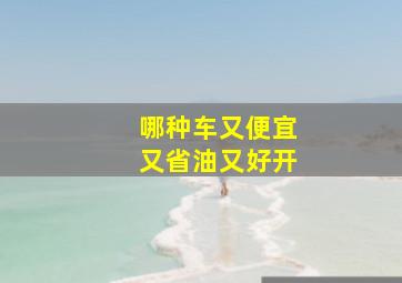 哪种车又便宜又省油又好开