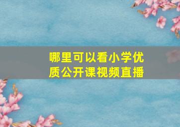 哪里可以看小学优质公开课视频直播