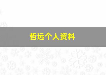 哲远个人资料