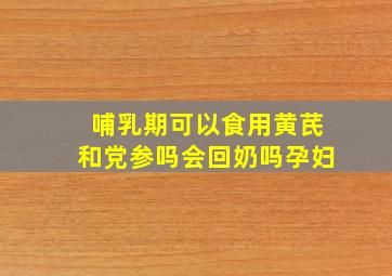 哺乳期可以食用黄芪和党参吗会回奶吗孕妇